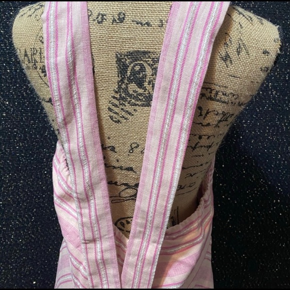 NWOT VENUS PINK/WHITE LINEN STRIPPED HALTER MAXI DRESS - Picture 3 of 10